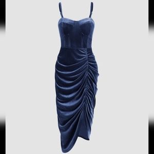 Cider Velvet Ruched Cami Dress